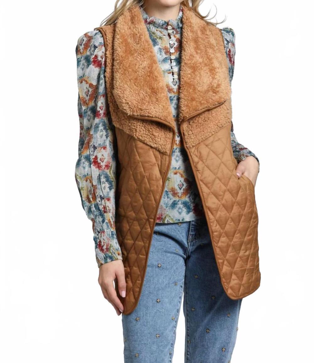 NEW APNY sherpa quilted vest in bronze
